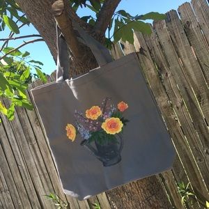 Hand-painted Custom Peony Tote